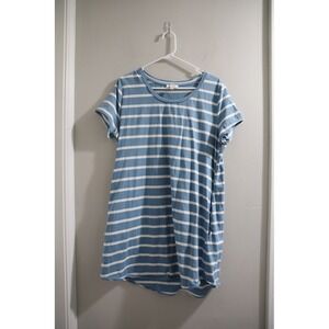 Umgee USA Blue Striped T-Shirt Dress with Pockets Size‎ M Medium Casual